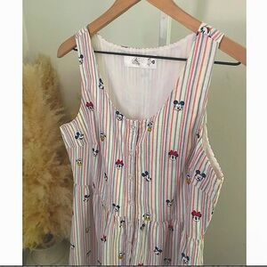 Mickey Mouse and friends fun woven summer dress for women button up size Large